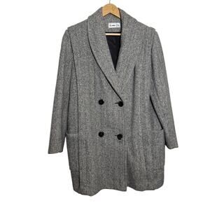 Vintage Herman Kay Herringbone Tweed Wool Coat – Women’s Size 8
